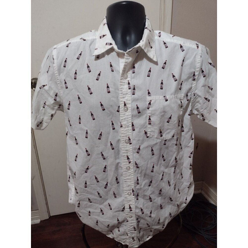 Budweiser NWT Shirt Men’s Short Sleeve White Beer Print Button Up Size Medium M